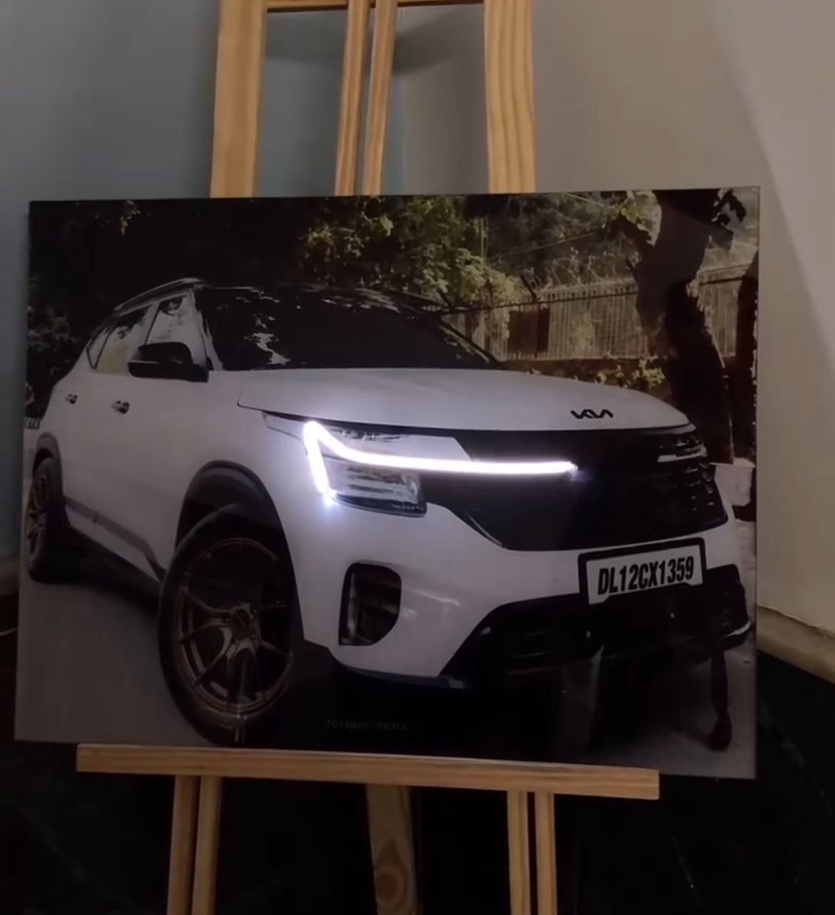 🚗 Custom Kia Seltos Poster | Daylight LED Highlight | Modern Matte Wall Art
