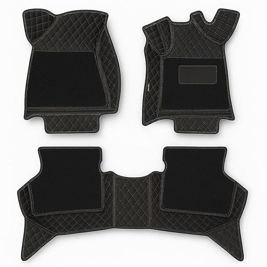 Black and Beige 7d Floor Mats for Cars | Torque_India_