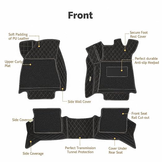 Black and Beige 7d Floor Mats for Cars | Torque_India_