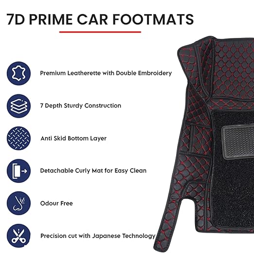 Black And Red 7d Floor Mats for Cars | Torque_India_